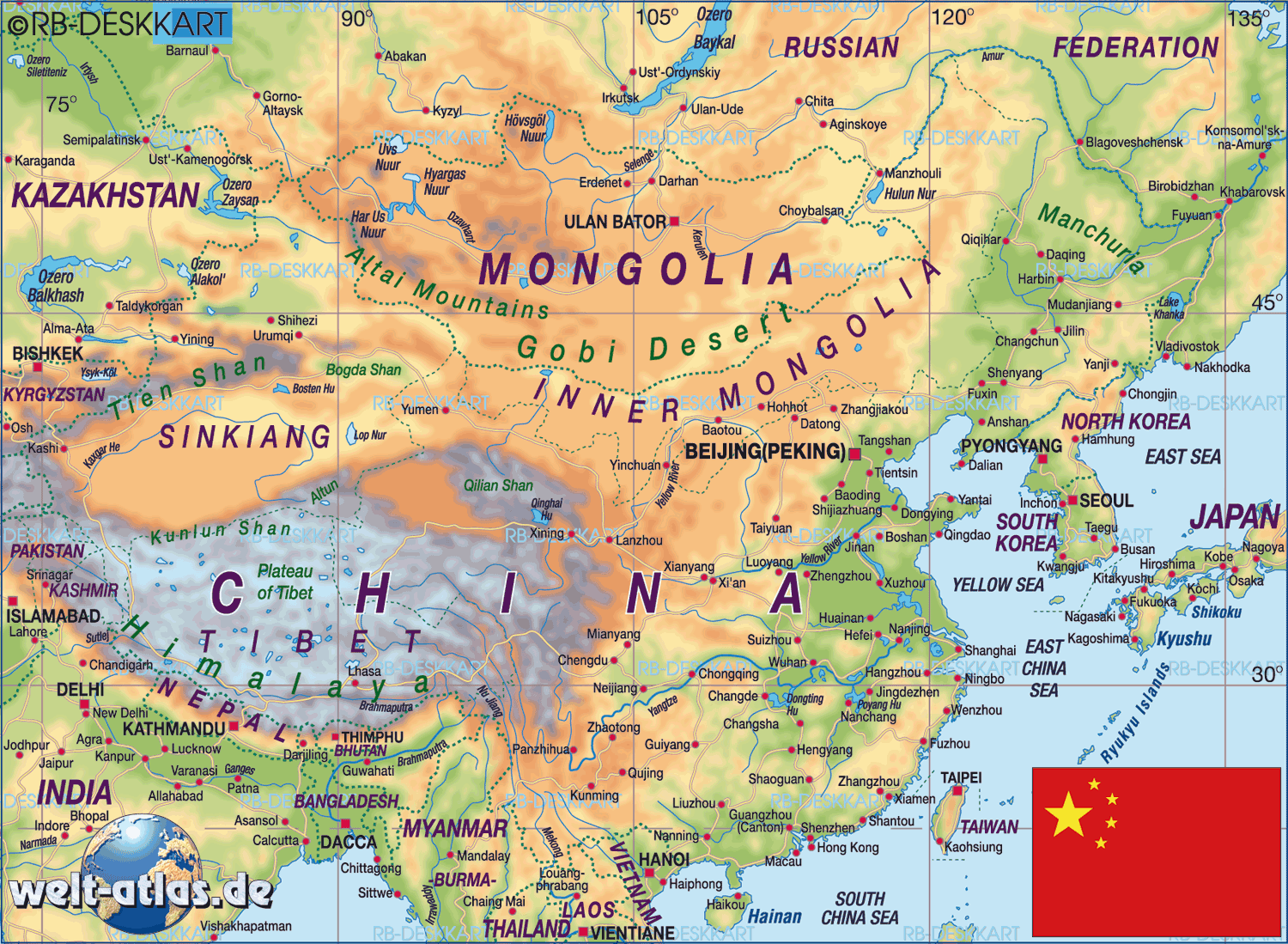 landkarte china flüsse Karte Von China Ubersichtskarte Regionen Der Welt Welt Atlas De landkarte china flüsse