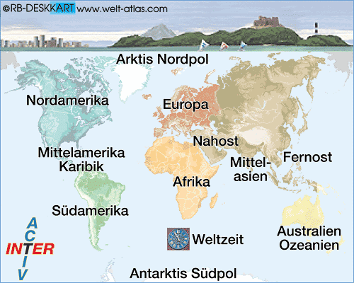 Karte von WELT (Übersichtskarte / Regionen der Welt)