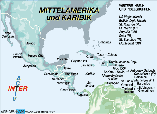 Karte von MITTELAMERIKA / KARIBIK (Region)