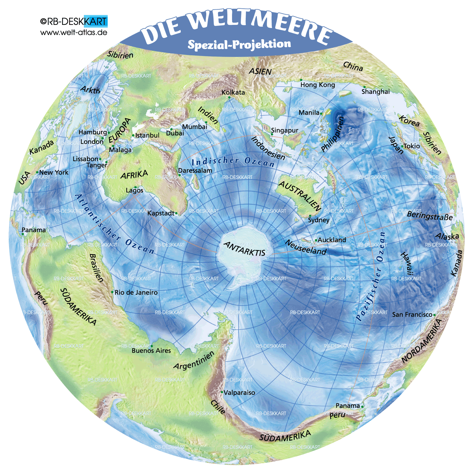 Karte von Die Weltmeere (Themenkarte)