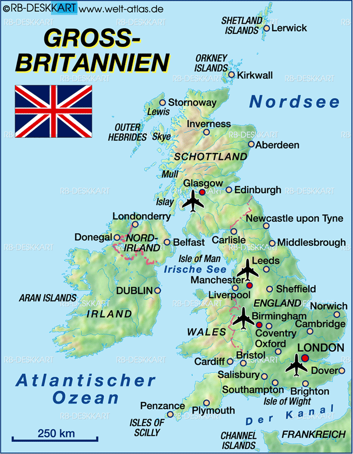 Karte von Großbritannien, Übersicht (Land / Staat)