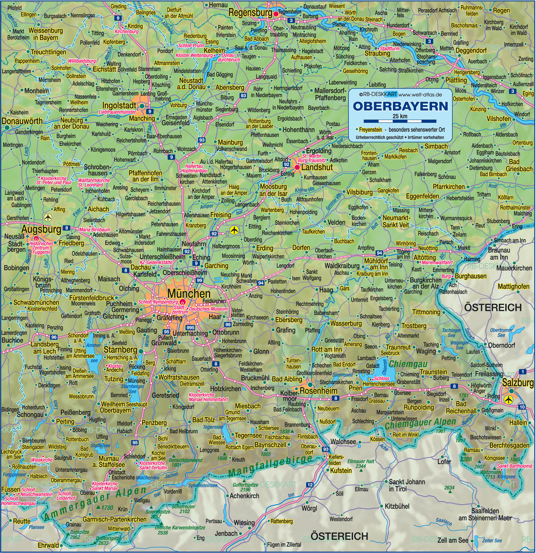 karte von oberbayern Karte Von Oberbayern Region In Deutschland Bayern Welt Atlas De karte von oberbayern