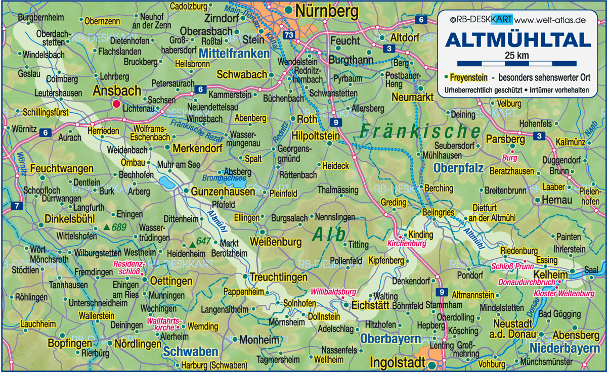 Karte von Altmühltal (Region in Deutschland, Bayern)
