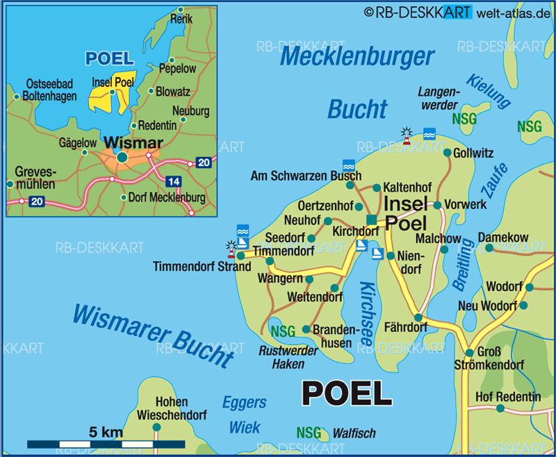 Karte von Poel, Insel (Insel in Deutschland, Mecklenburg-Vorpommern