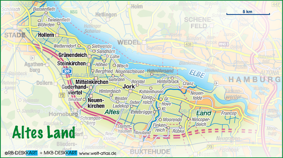 Map of Altes Land (Region in Germany)