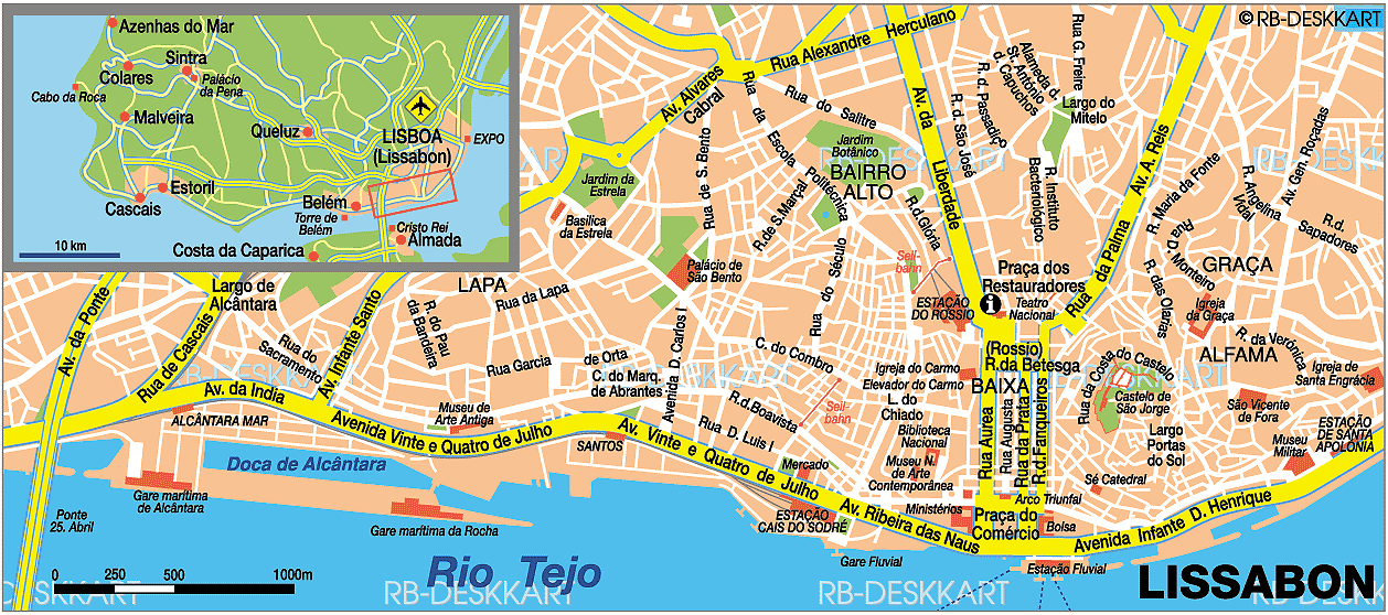Map of Lisbon (City in Portugal)