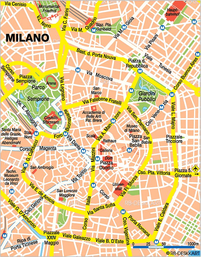 Karte von Mailand (Stadt in Italien)