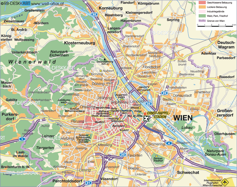 Map of Vienna (City in Austria)