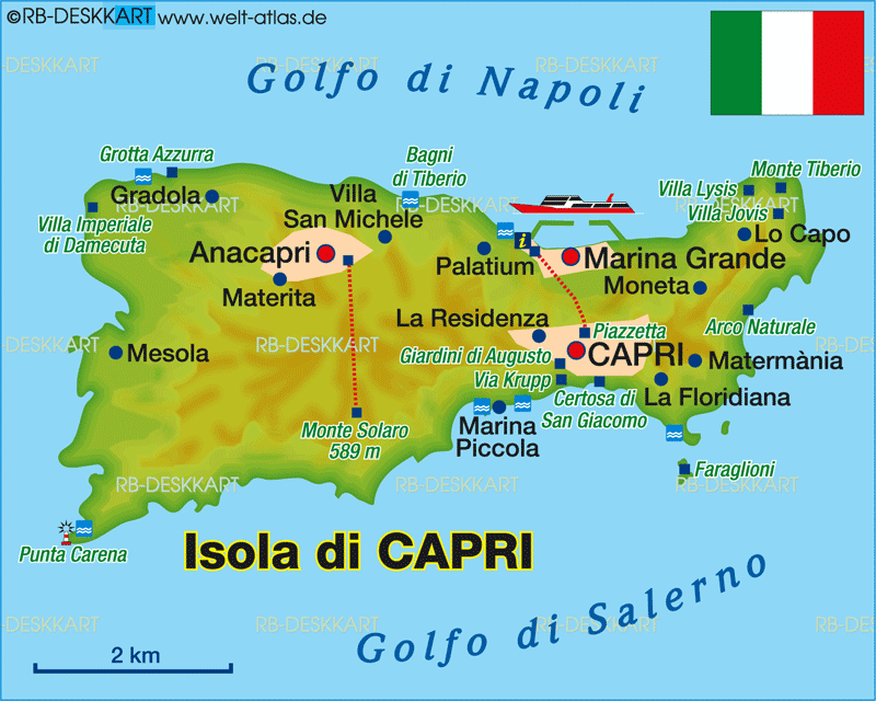 Karte von Capri (Insel in Italien)