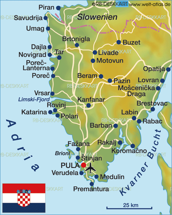 Karte von Istrien (Region in Kroatien)