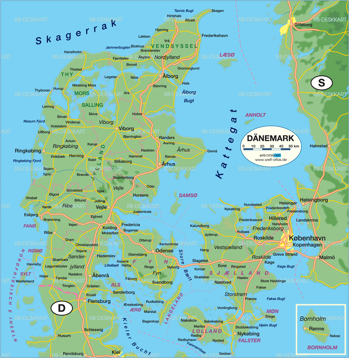 Karte von Dänemark (Land / Staat)