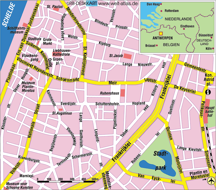Karte von Antwerpen (Stadt in Belgien)