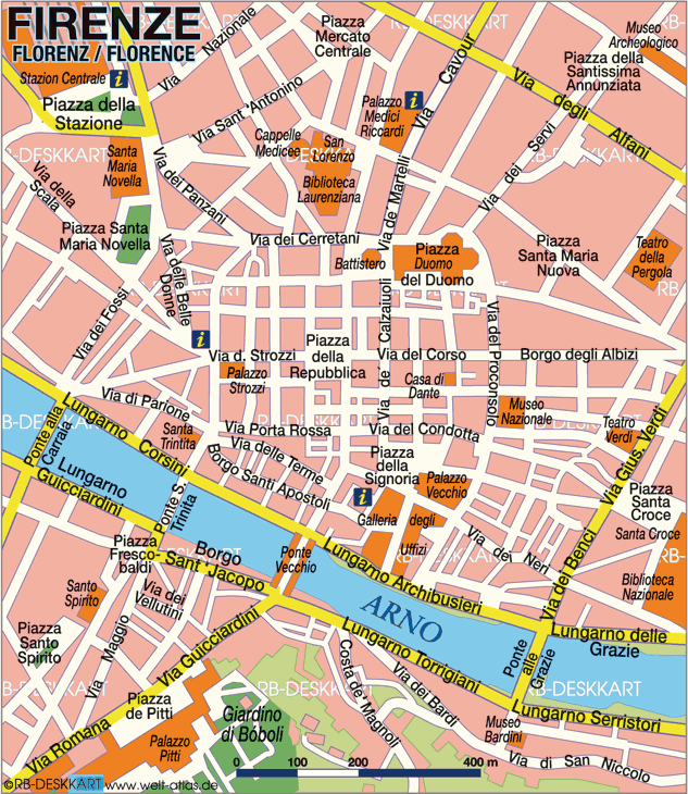 Map of Florence (City in Italy)