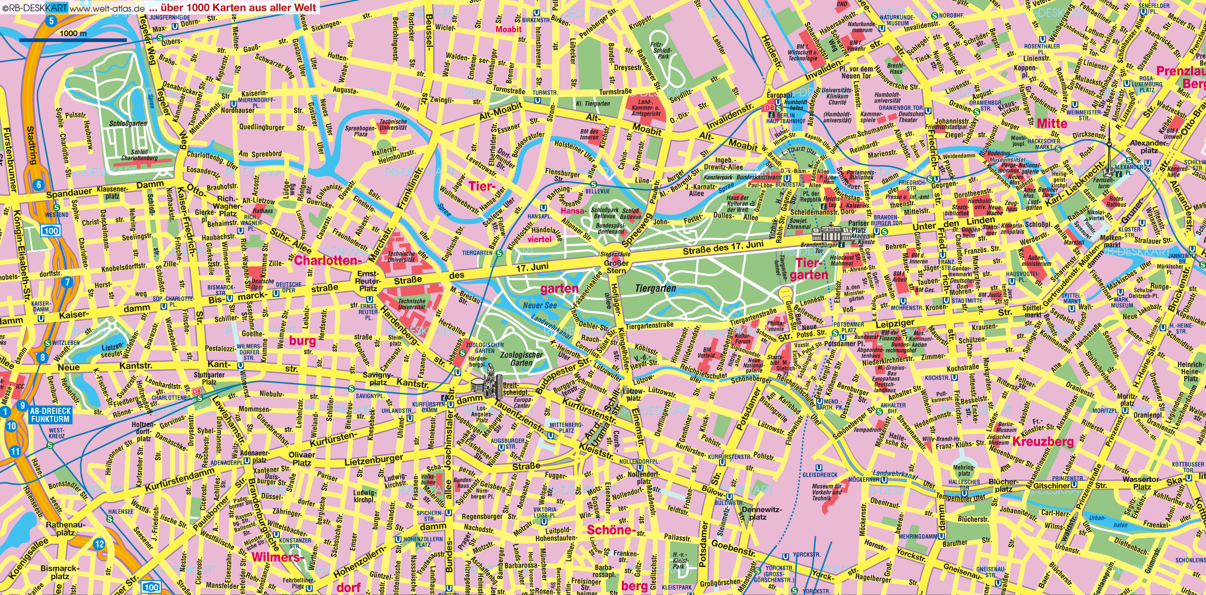 berlin innenstadt karte Karte von Berlin Zentrum (Hauptstadt in Deutschland) | Welt Atlas.de