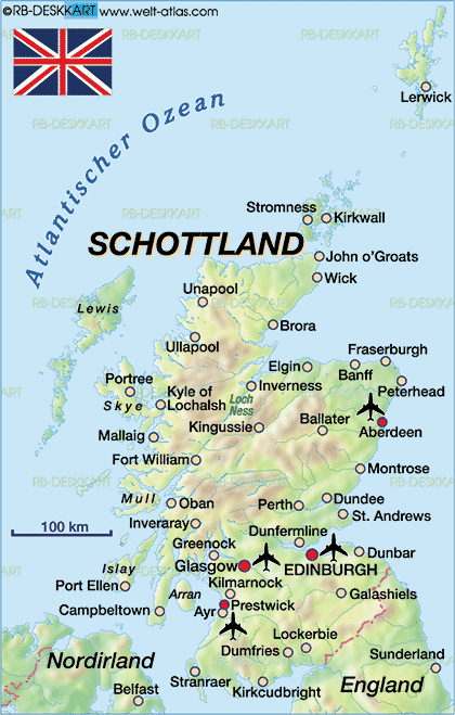 Map of Scotland (Region in United Kingdom) | Welt-Atlas.de