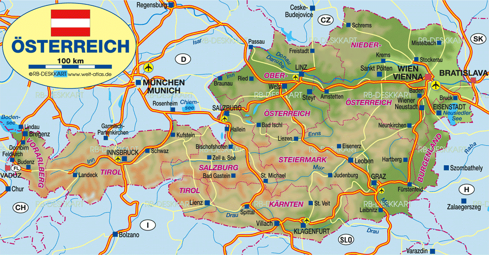 Karte von Österreich (Land / Staat)