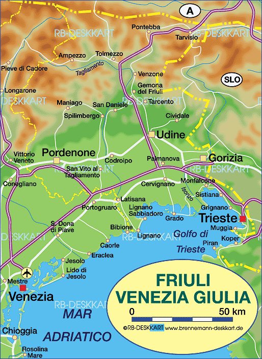 Map of Friuli (State / Section in Italy)