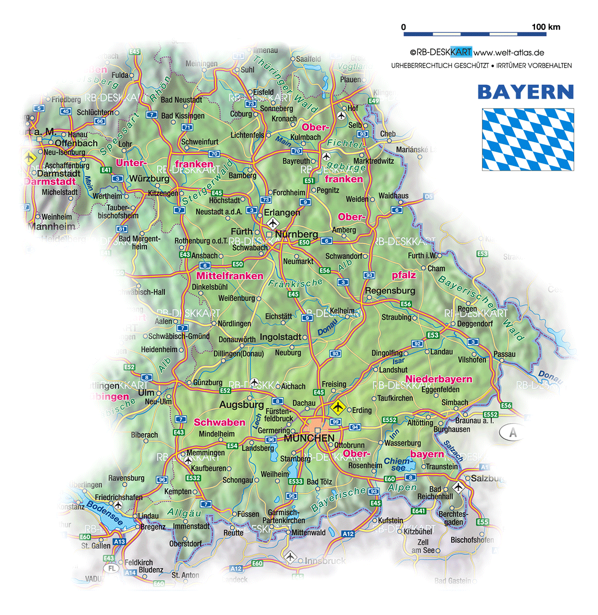 Karte von Bayern (Bundesland / Provinz in Deutschland)