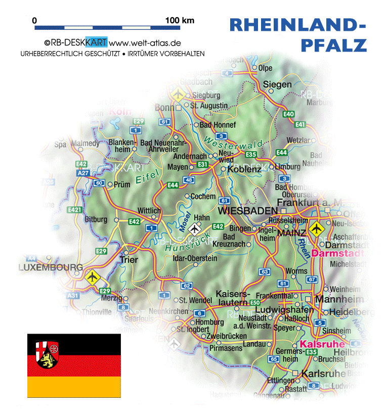 Karte von Rheinland-Pfalz (Bundesland / Provinz in Deutschland) | Welt