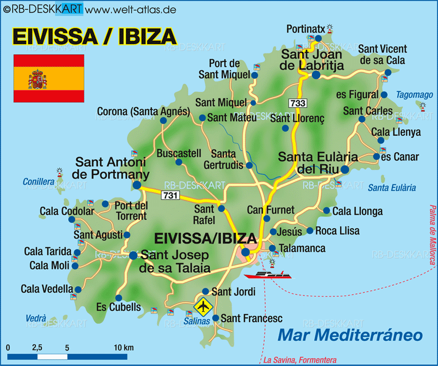 Karte von Ibiza / Eivissa, Insel (Insel in Spanien)