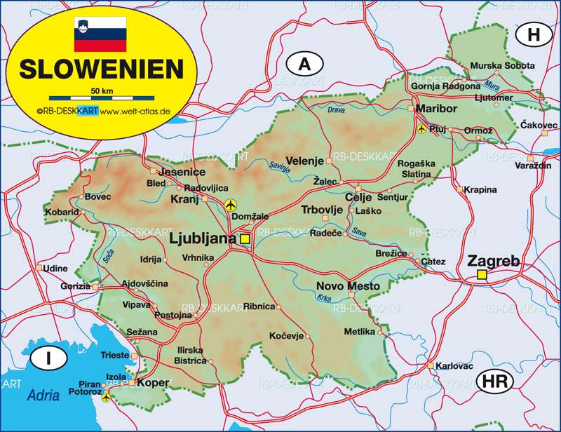Karte von Slowenien (Land / Staat) | Welt-Atlas.de