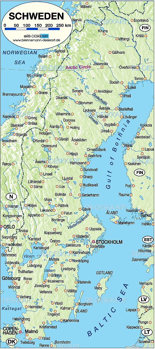Map of Sweden (Country)