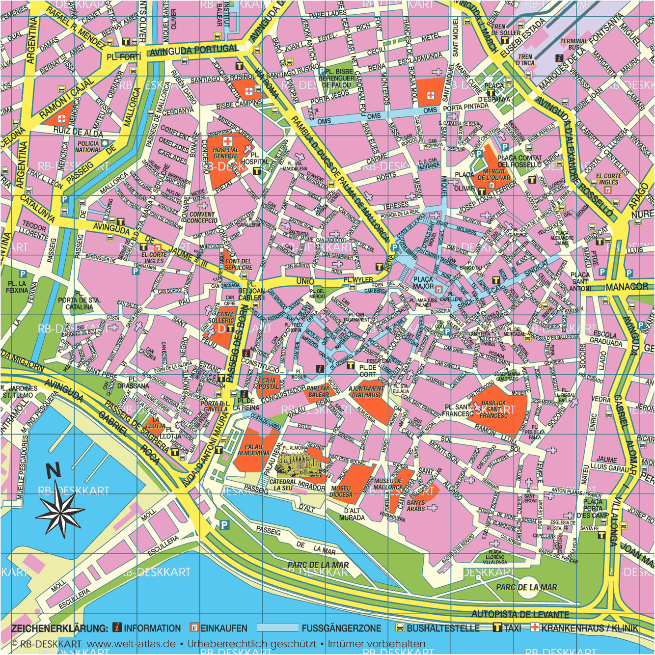 palma karte mallorca Map Of Palma De Mallorca City In Spain Welt Atlas De palma karte mallorca