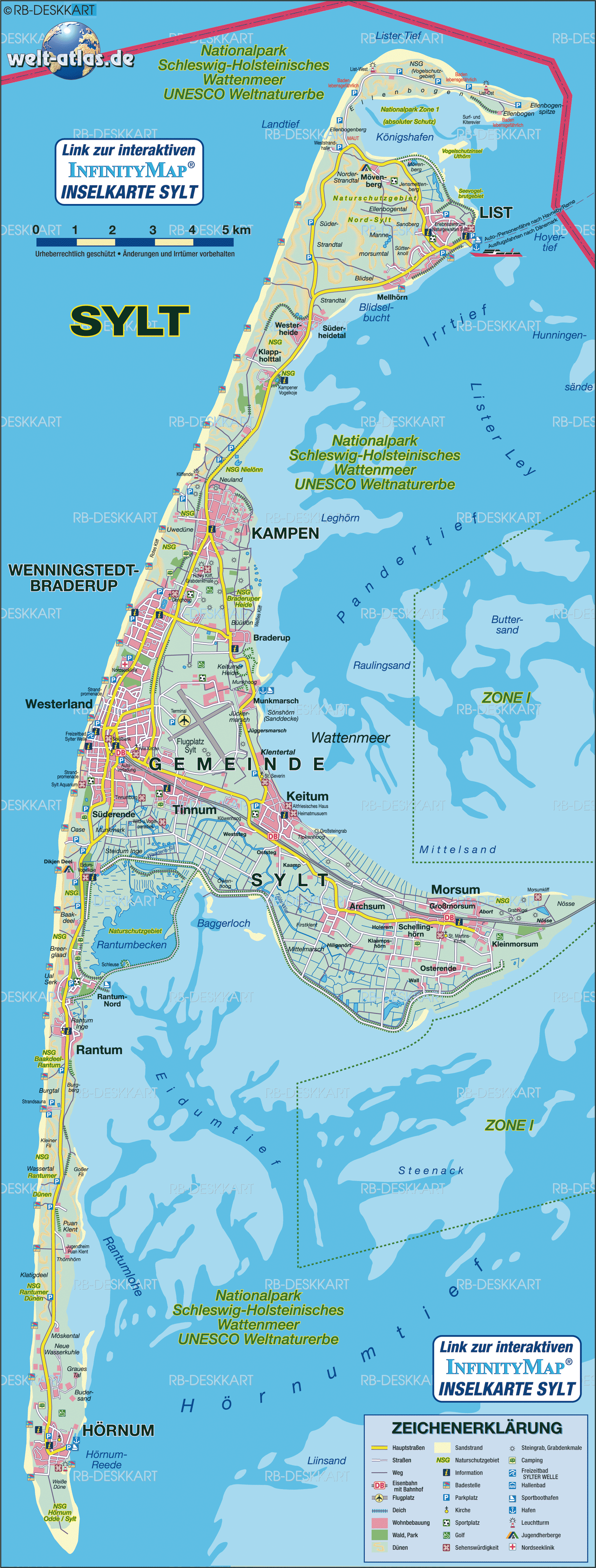 Karte von Sylt (Insel in Deutschland, Schleswig-Holstein)