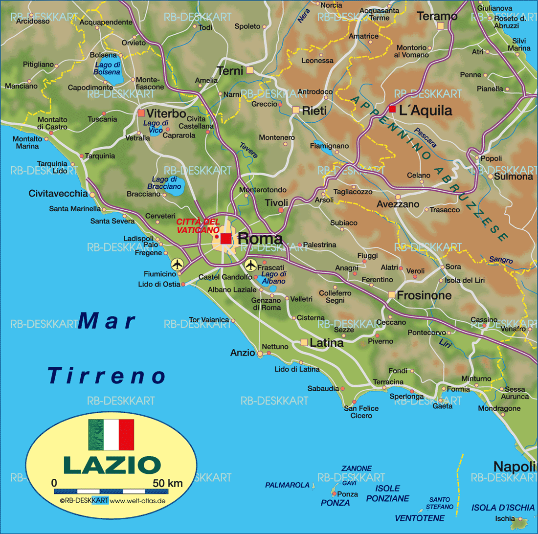 Map of Latium (State / Section in Italy)