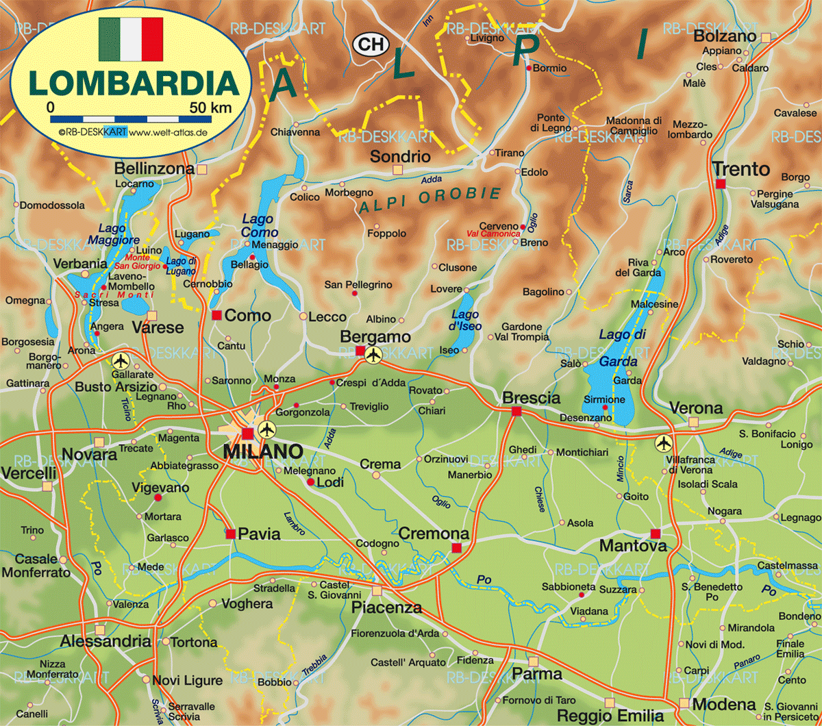 Karte von Lombardei (Bundesland / Provinz in Italien)