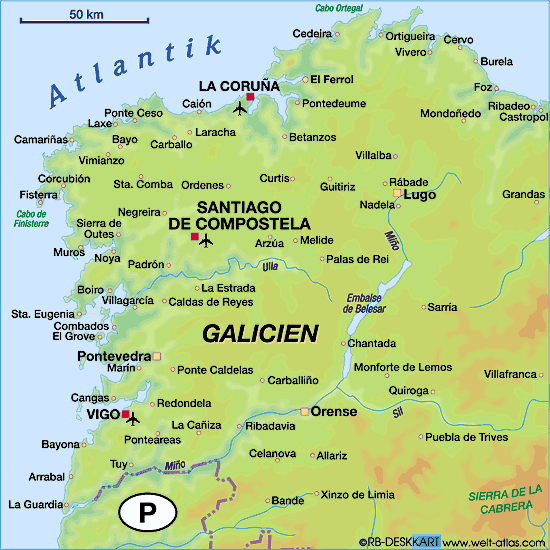 Map of Galicia (State / Section in Spain)