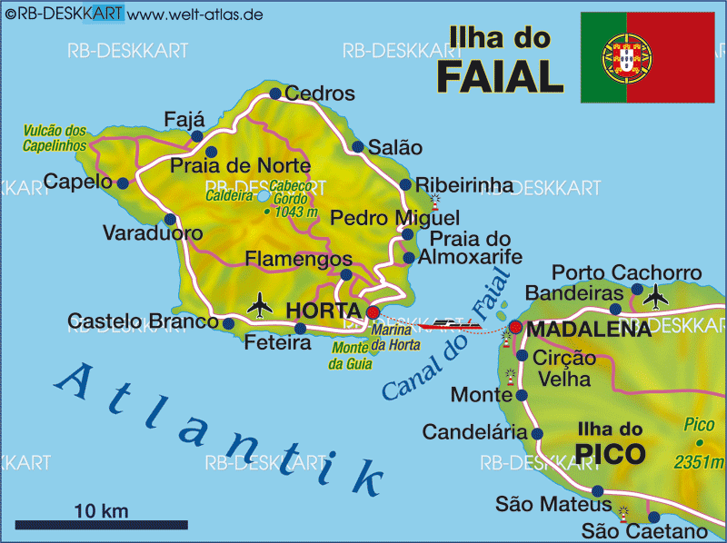 Map Of Faial Azores Island In Portugal The Azores Welt Atlas De