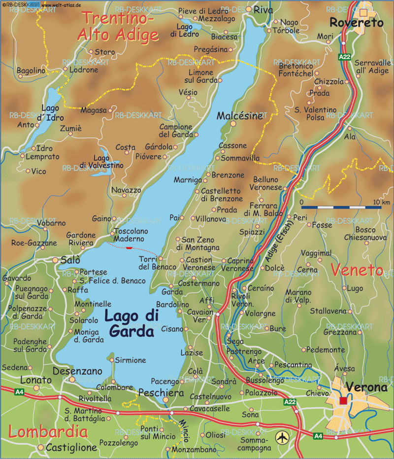 Karte von Gardasee (Region in Italien)