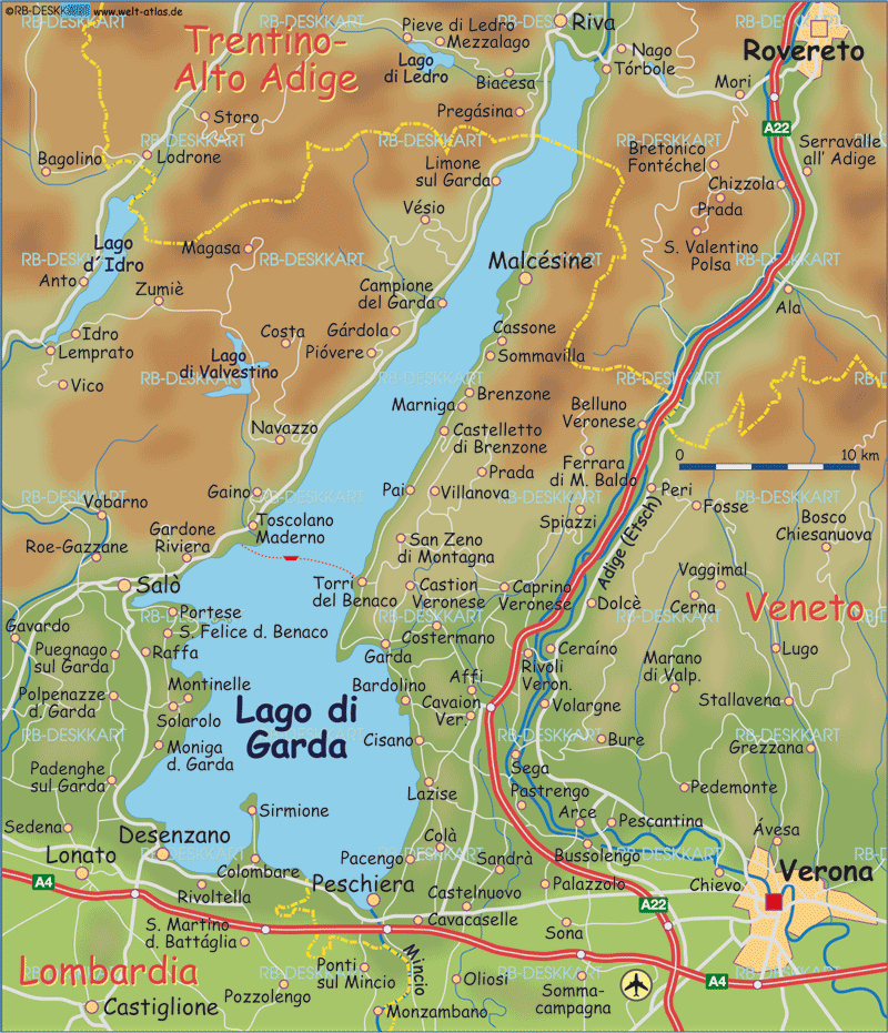 Map of Lake Garda (Region in Italy)