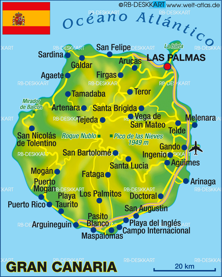 Map of Gran Canaria (Island in Spain)