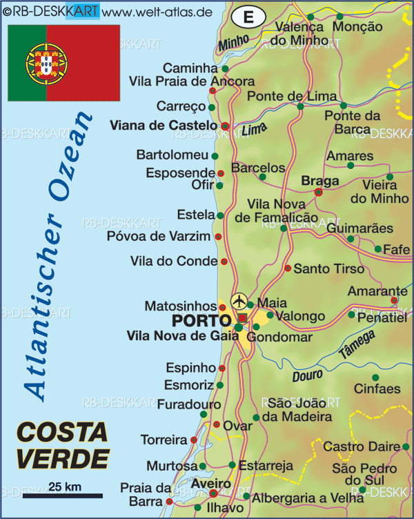 Map of Costa Verde (Region in Portugal)