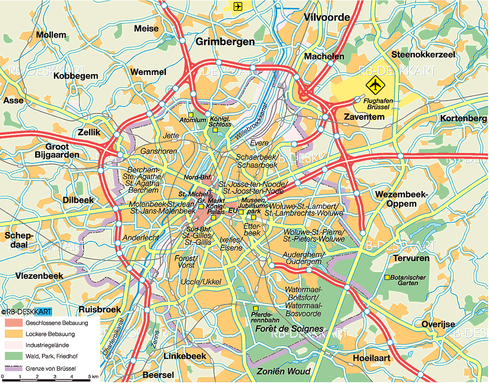 Map of Brussels (Capital in Belgium)