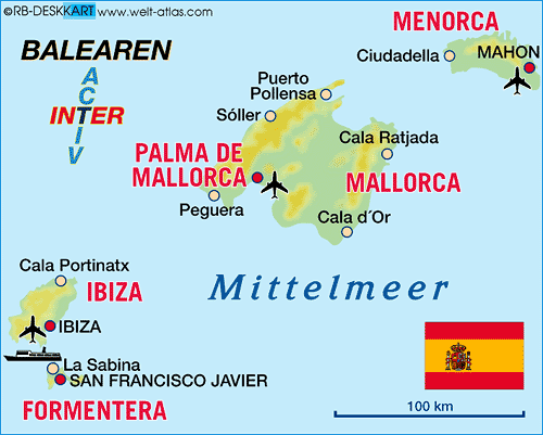 Karte von Balearen (Region in Spanien)