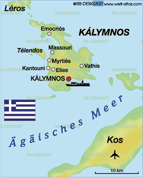 Map of Kalymnos (Island in Greece)