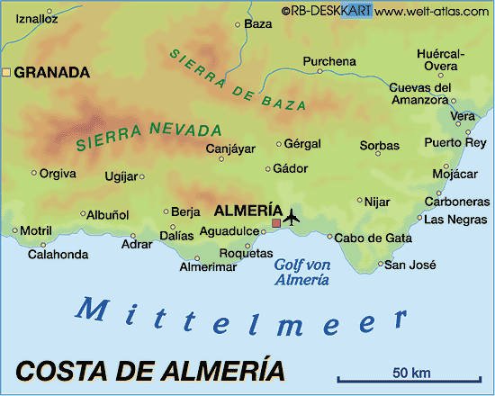 Karte von Costa de Almeria (Region in Spanien)