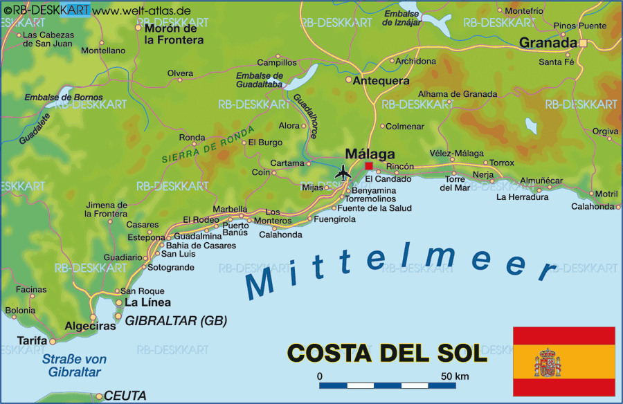 Karte von Costa del Sol (Region in Spanien)