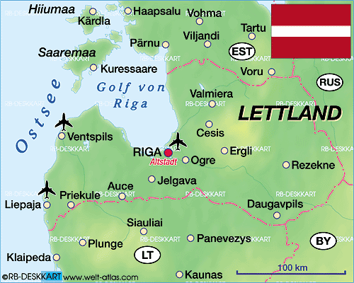 Karte Von Lettland Land Staat Welt Atlas De