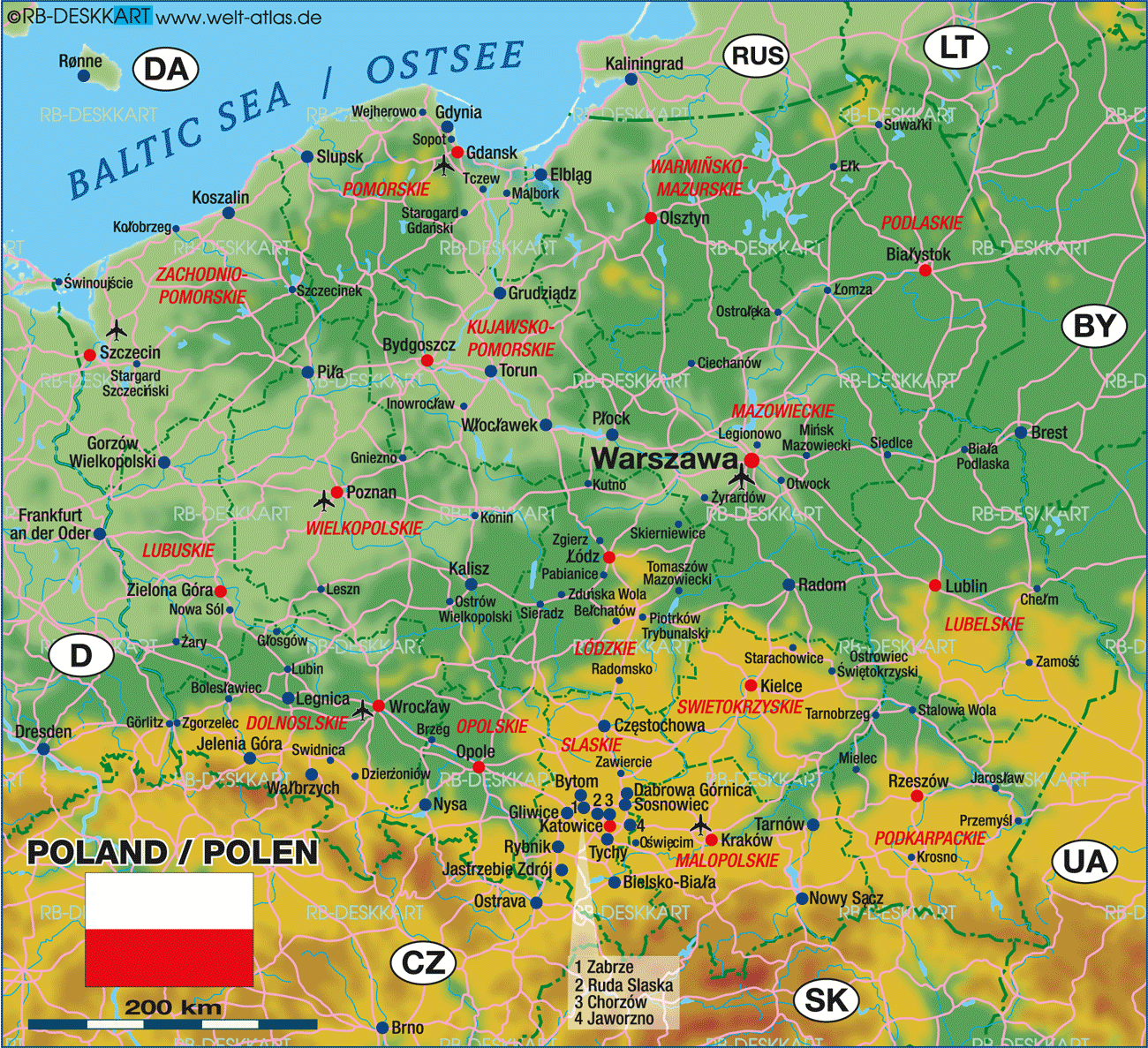 Karte Von Polen Land Staat Welt Atlas De