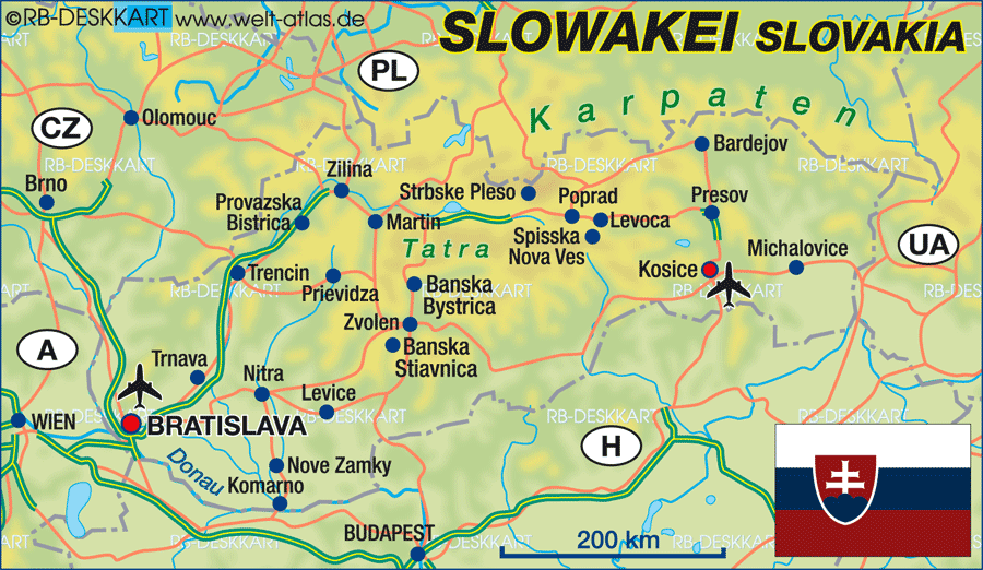 Karte von Slowakei (Land / Staat)