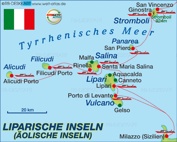 Karte von Liparische Inseln (Insel in Italien)