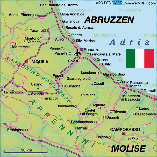 Karte von Abruzzen (Bundesland / Provinz in Italien)