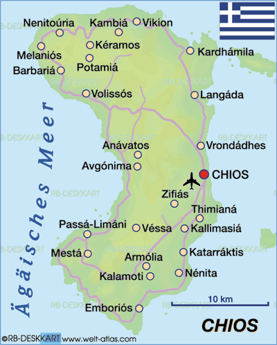 Karte von Chios (Insel in Griechenland)