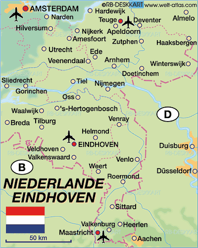 Karte von Eindhoven, Region (Region in Niederlande)