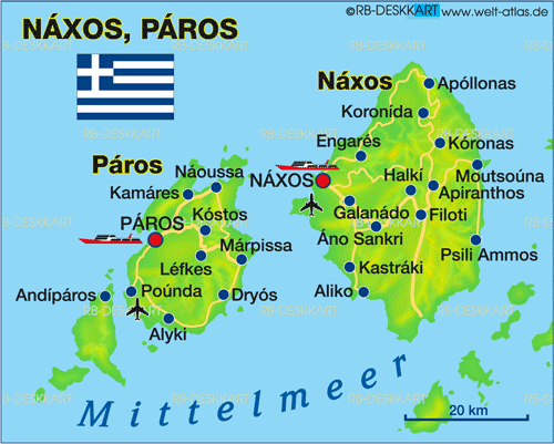 Karte von Naxos (Insel in Griechenland)