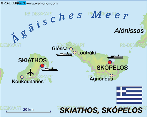 Karte von Skiathos (Insel in Griechenland)